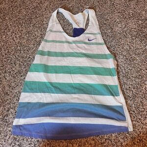 Nike Drifit Striped Tank Top Racerback Athletic Sleeveless Blue‎ Green